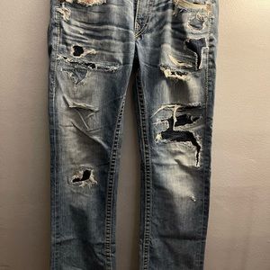 I’m selling some custom cut & patched Tru Religion Jeans!!! Rainbow Ricky’s!!!